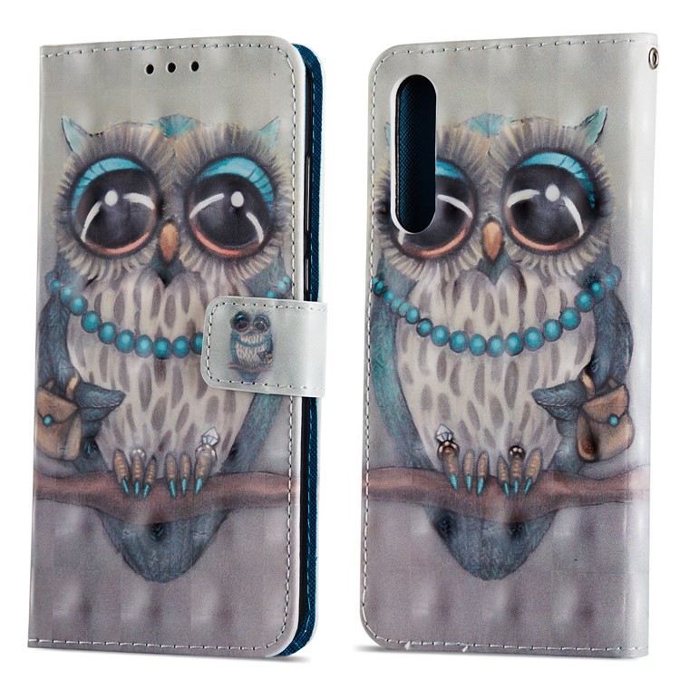 Pattern Printing Light Spot Decor Leather Stand Protective Case for Huawei P20 Pro - Owl-3