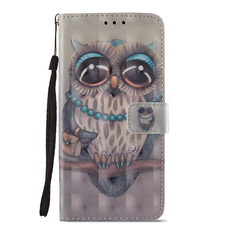 Pattern Printing Light Spot Decor Leather Stand Protective Case for Huawei P20 Pro - Owl-5