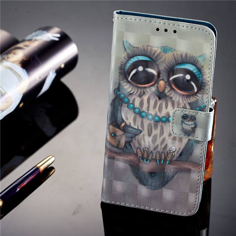 Pattern Printing Light Spot Decor Leather Stand Protective Case for Huawei P20 Pro - Owl-15