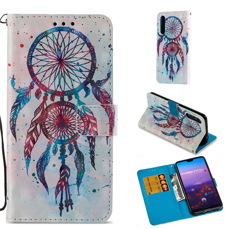 Pattern Printing Light Spot Decor Leather Stand Protective Cover for Huawei P20 Pro - Colorful Dream Catcher-1