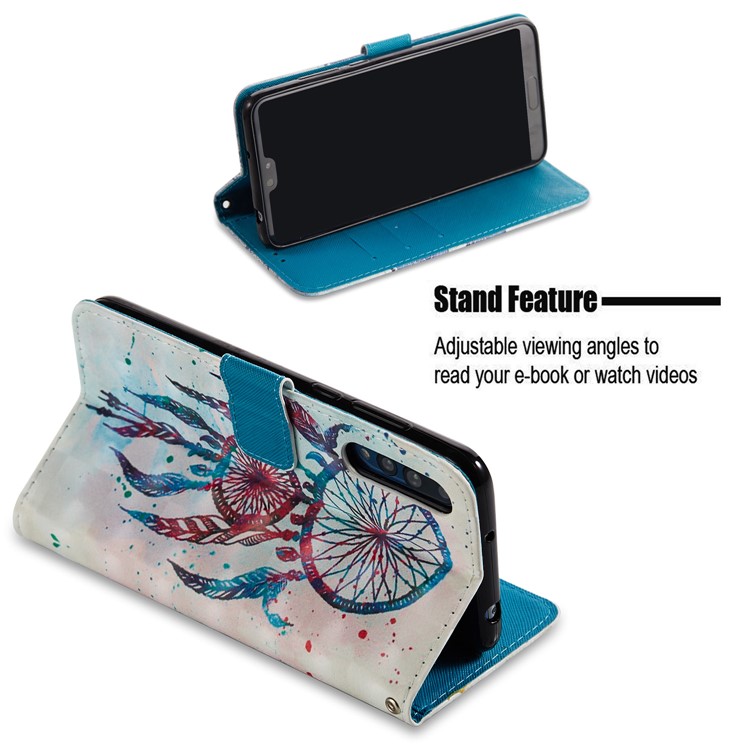 Pattern Printing Light Spot Decor Leather Stand Protective Cover for Huawei P20 Pro - Colorful Dream Catcher-5