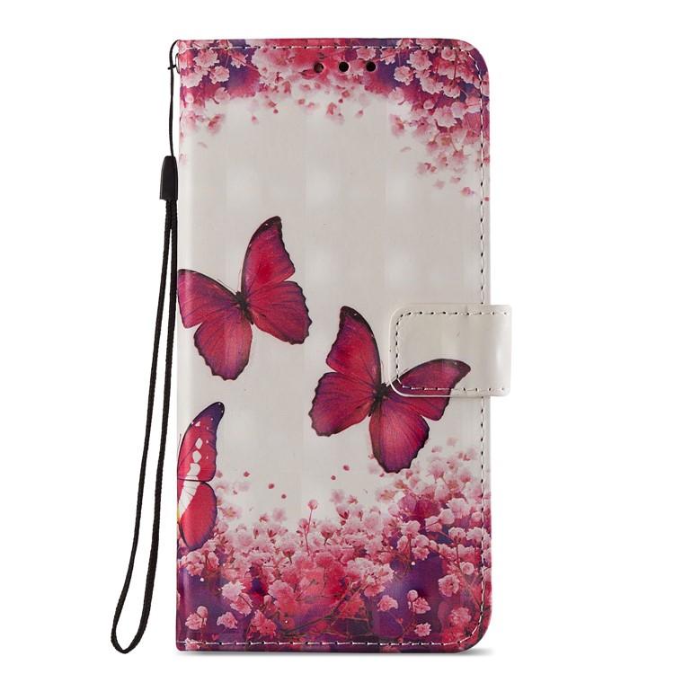 Pattern Printing Light Spot Decor Leather Magnetic Stand Protective Phone Shell for Huawei P20 Pro - Red Butterfly-3