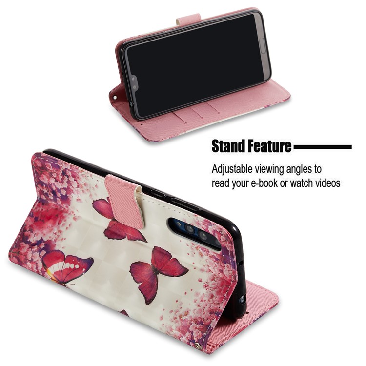 Pattern Printing Light Spot Decor Leather Magnetic Stand Protective Phone Shell for Huawei P20 Pro - Red Butterfly-5