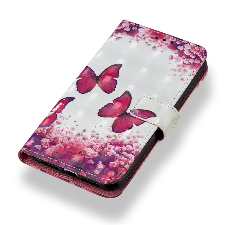 Pattern Printing Light Spot Decor Leather Magnetic Stand Protective Phone Shell for Huawei P20 Pro - Red Butterfly-7