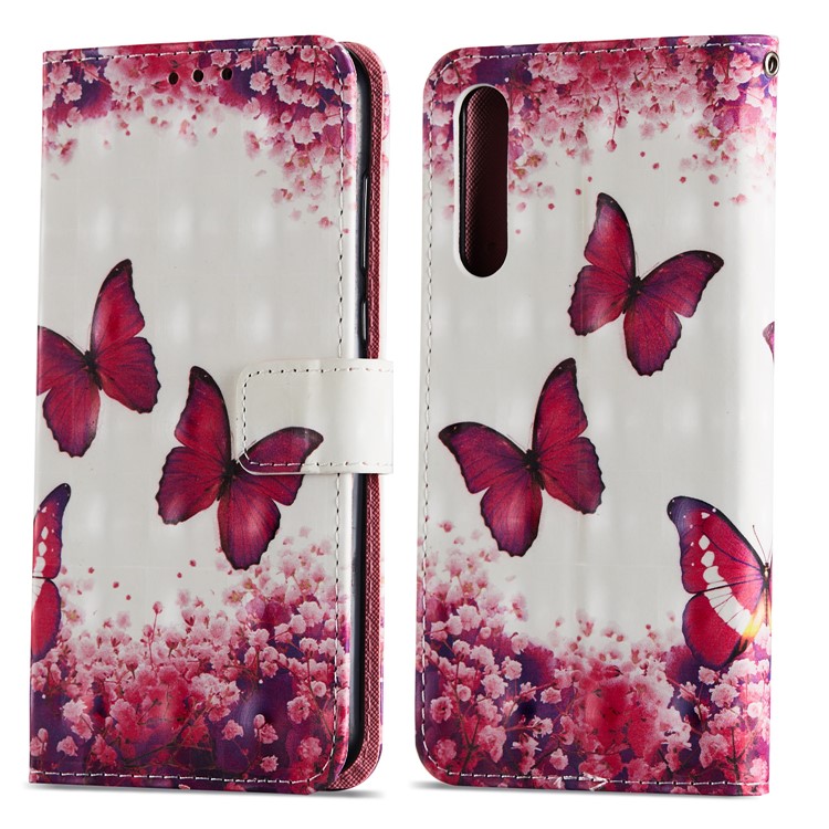 Pattern Printing Light Spot Decor Leather Magnetic Stand Protective Phone Shell for Huawei P20 Pro - Red Butterfly-15