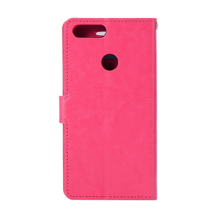 Crazy Horse Magnetic Stand Wallet Leather Mobile Phone Shell for Huawei P Smart / Enjoy 7S - Rose-1