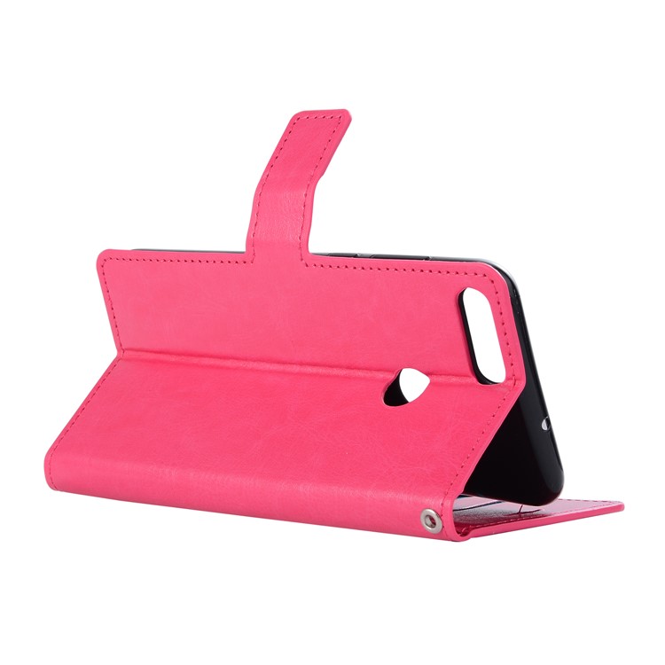 Crazy Horse Magnetic Stand Wallet Leather Mobile Phone Shell for Huawei P Smart / Enjoy 7S - Rose-3
