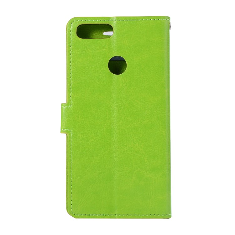 Crazy Horse Magnetic Stand Wallet Leather Cellphone Casing Cover for Huawei P Smart / Enjoy 7S - Green-1