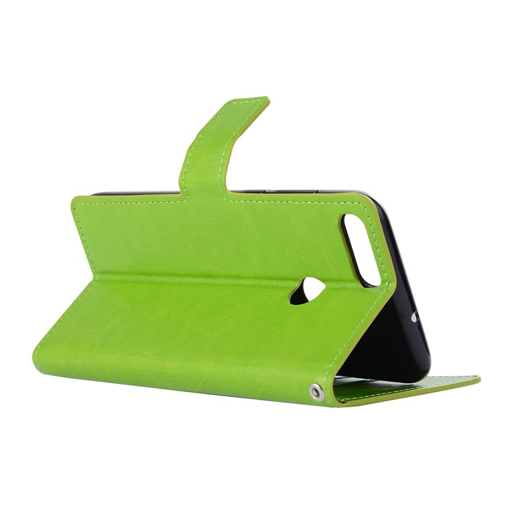 Crazy Horse Magnetic Stand Wallet Leather Cellphone Casing Cover for Huawei P Smart / Enjoy 7S - Green-3