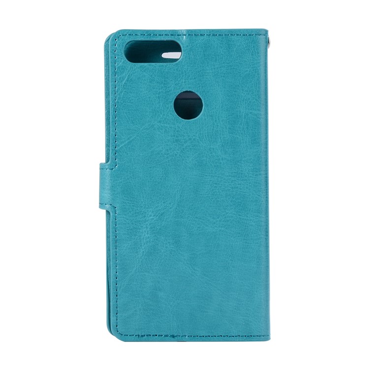 Crazy Horse Magnetic Stand Wallet Leather Cellphone Cover for Huawei P Smart / Enjoy 7S - Blue-1