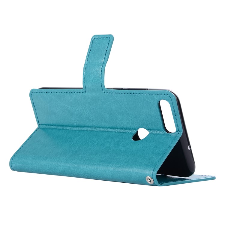 Crazy Horse Magnetic Stand Wallet Leather Cellphone Cover for Huawei P Smart / Enjoy 7S - Blue-3