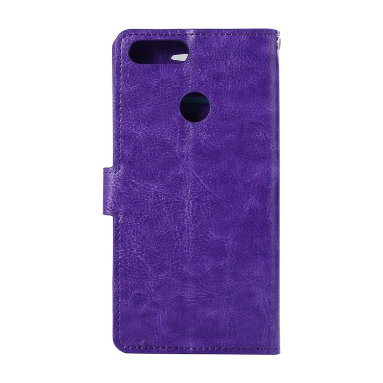 Crazy Horse Magnetic Stand Wallet Leather Phone Accessory Case for Huawei P Smart / Enjoy 7S - Purple-1