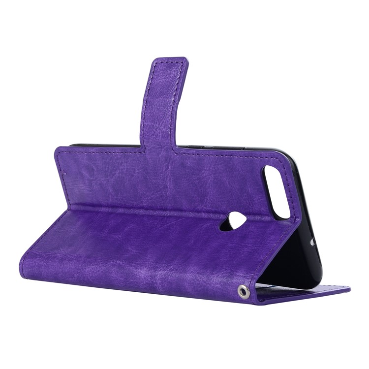 Crazy Horse Magnetic Stand Wallet Leather Phone Accessory Case for Huawei P Smart / Enjoy 7S - Purple-3