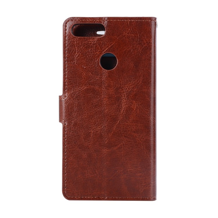 Crazy Horse Magnetic Stand Wallet Leather Phone Protection Cover for Huawei P Smart / Enjoy 7S - Brown-1