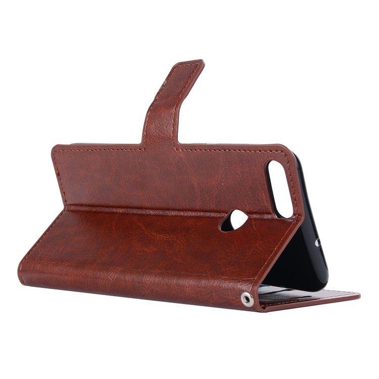 Crazy Horse Magnetic Stand Wallet Leather Phone Protection Cover for Huawei P Smart / Enjoy 7S - Brown-3