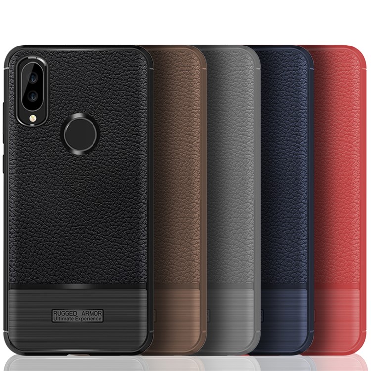 50PCS/Pack Litchi Texture Brushed TPU Shell for Huawei P20 Lite / Nova 3e - Dark Blue-2