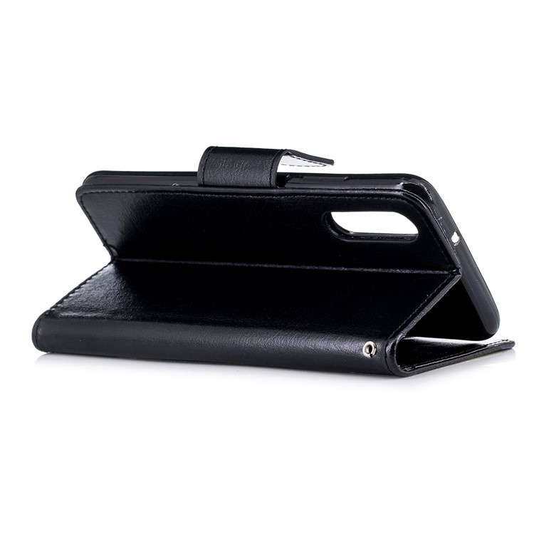 Solid Color Wallet Stand Leather Mobile Phone Case for Huawei P20 - Black-4