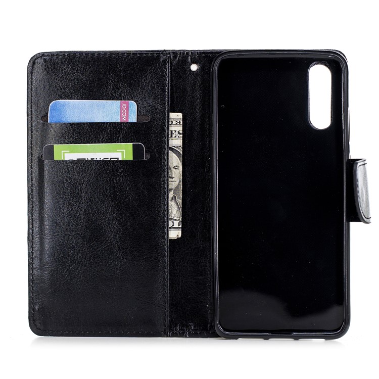 Solid Color Wallet Stand Leather Mobile Phone Case for Huawei P20 - Black-8