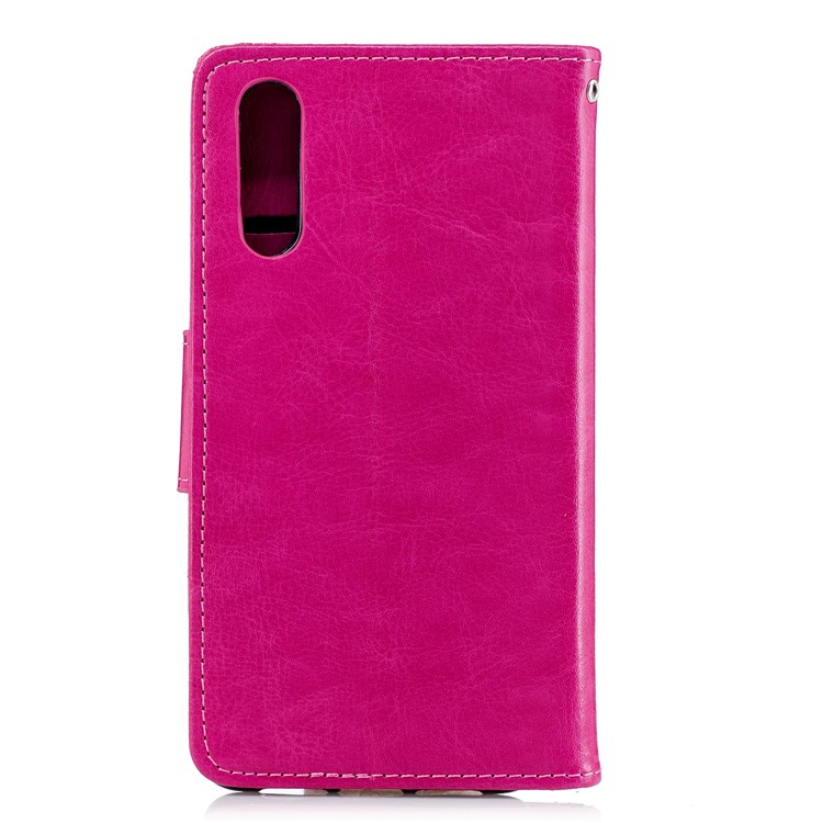 Solid Color Wallet Leather Mobile Phone Shell with Stand for Huawei P20 - Rose-2