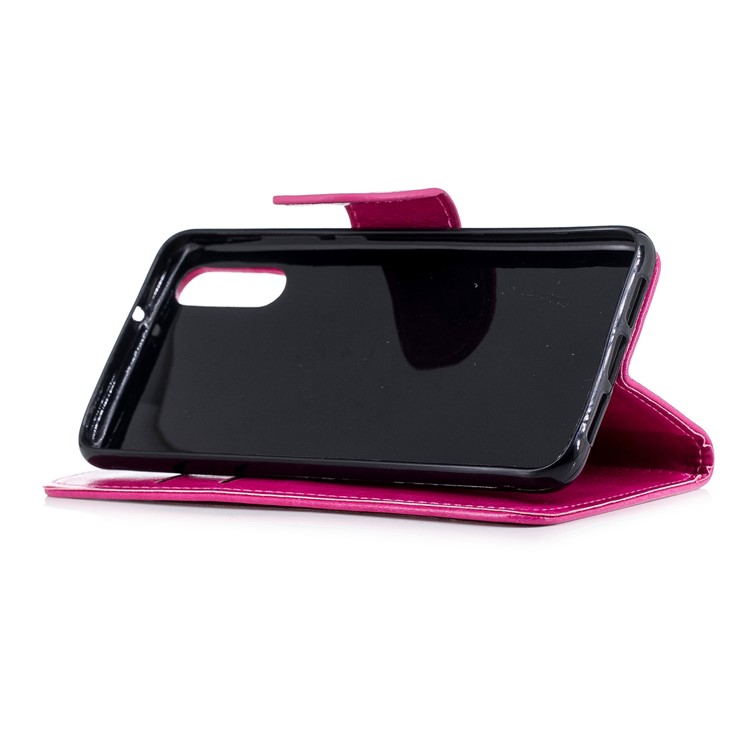 Solid Color Wallet Leather Mobile Phone Shell with Stand for Huawei P20 - Rose-4