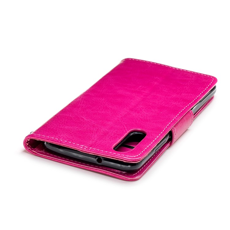 Solid Color Wallet Leather Mobile Phone Shell with Stand for Huawei P20 - Rose-6