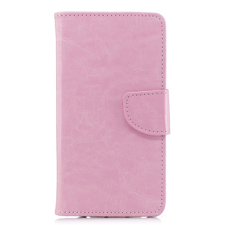 Solid Color Stand Leather Wallet Phone Casing for Huawei P20 - Pink-1
