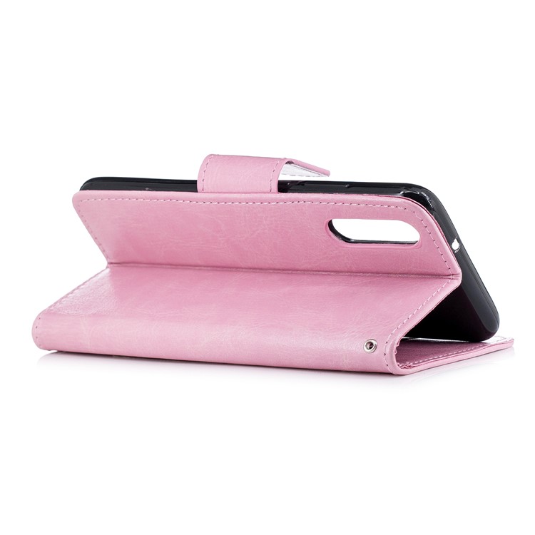 Solid Color Stand Leather Wallet Phone Casing for Huawei P20 - Pink-3