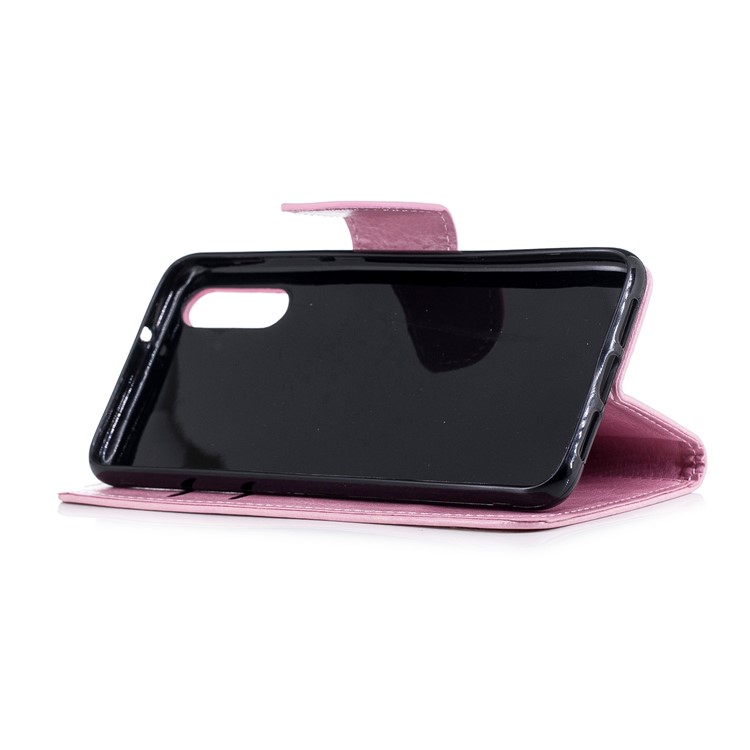 Solid Color Stand Leather Wallet Phone Casing for Huawei P20 - Pink-4
