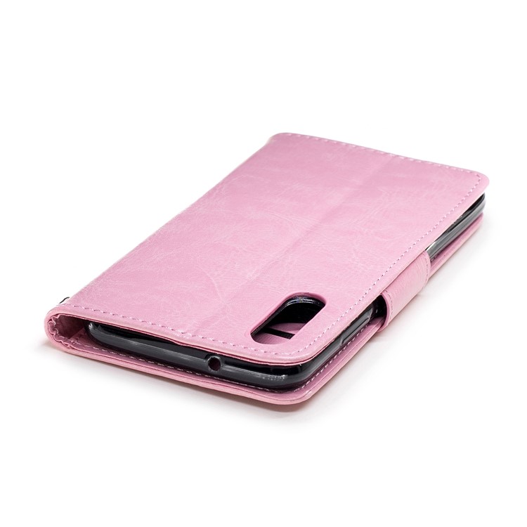 Solid Color Stand Leather Wallet Phone Casing for Huawei P20 - Pink-6