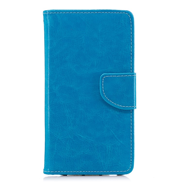 Solid Color PU Leather Wallet Stand Case Cover for Huawei P20 - Blue-1