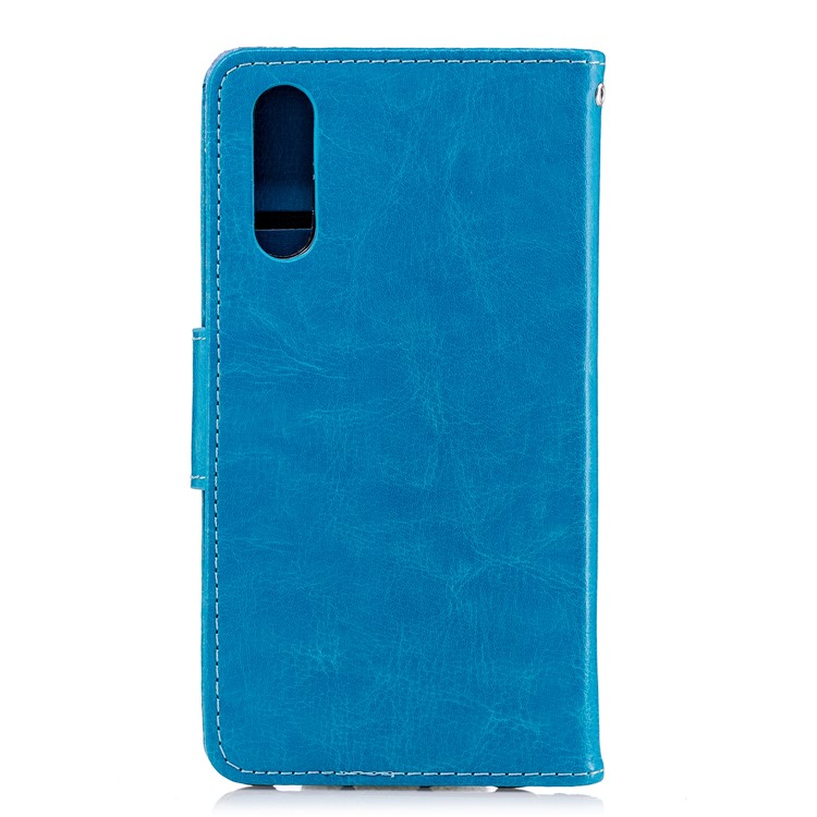 Solid Color PU Leather Wallet Stand Case Cover for Huawei P20 - Blue-2
