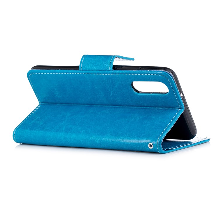Solid Color PU Leather Wallet Stand Case Cover for Huawei P20 - Blue-3