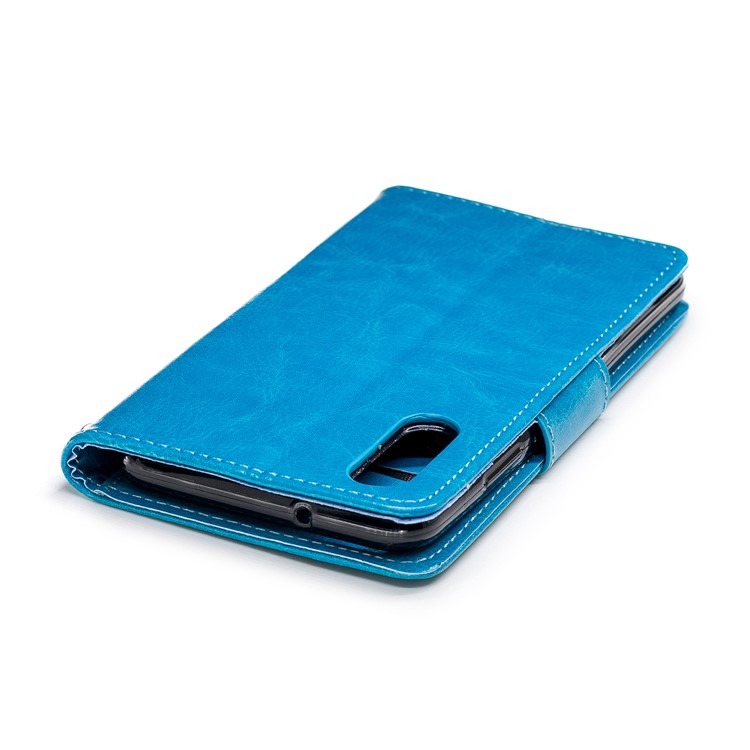 Solid Color PU Leather Wallet Stand Case Cover for Huawei P20 - Blue-6
