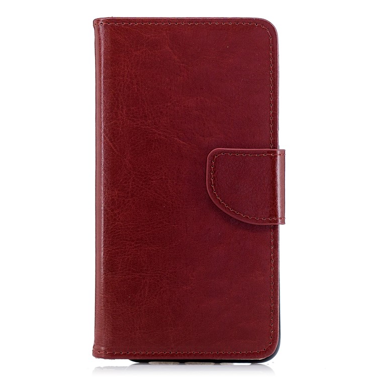 Solid Color Magnetic Leather Flip Stand Cell Phone Cover for Huawei P20 - Brown-1