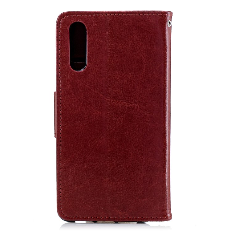Solid Color Magnetic Leather Flip Stand Cell Phone Cover for Huawei P20 - Brown-2