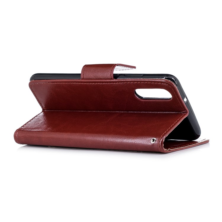 Solid Color Magnetic Leather Flip Stand Cell Phone Cover for Huawei P20 - Brown-3