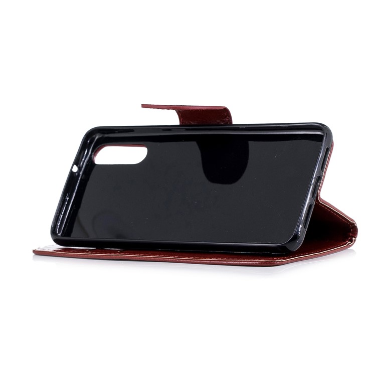 Solid Color Magnetic Leather Flip Stand Cell Phone Cover for Huawei P20 - Brown-4