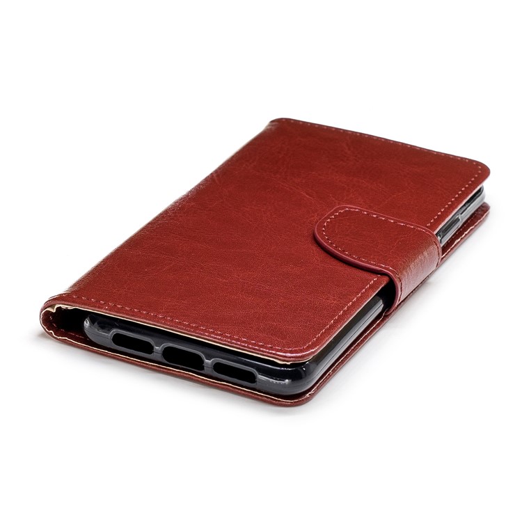 Solid Color Magnetic Leather Flip Stand Cell Phone Cover for Huawei P20 - Brown-5