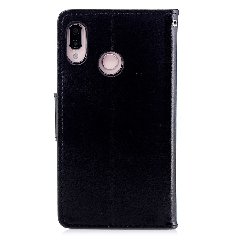 Solid Color Wallet Stand Leather Mobile Phone Case for Huawei P20 Lite/Nova 3e - Black-3