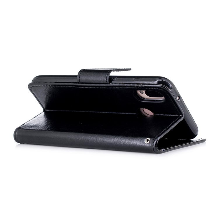 Solid Color Wallet Stand Leather Mobile Phone Case for Huawei P20 Lite/Nova 3e - Black-4
