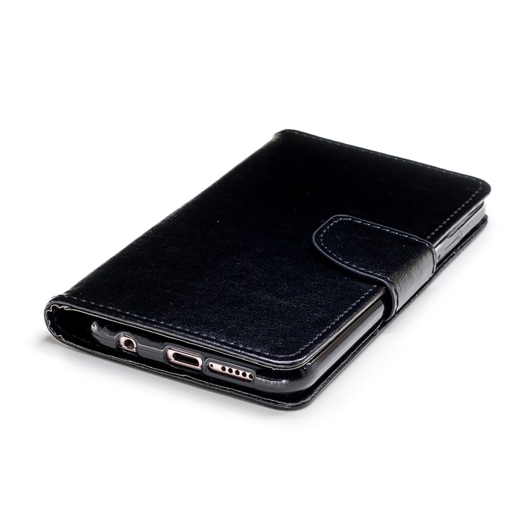 Solid Color Wallet Stand Leather Mobile Phone Case for Huawei P20 Lite/Nova 3e - Black-6