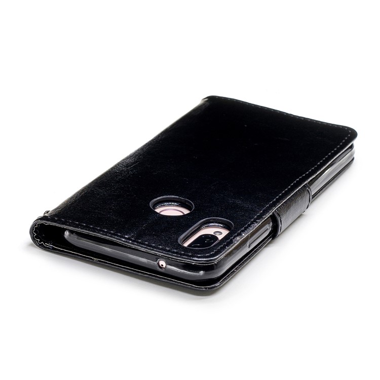 Solid Color Wallet Stand Leather Mobile Phone Case for Huawei P20 Lite/Nova 3e - Black-7