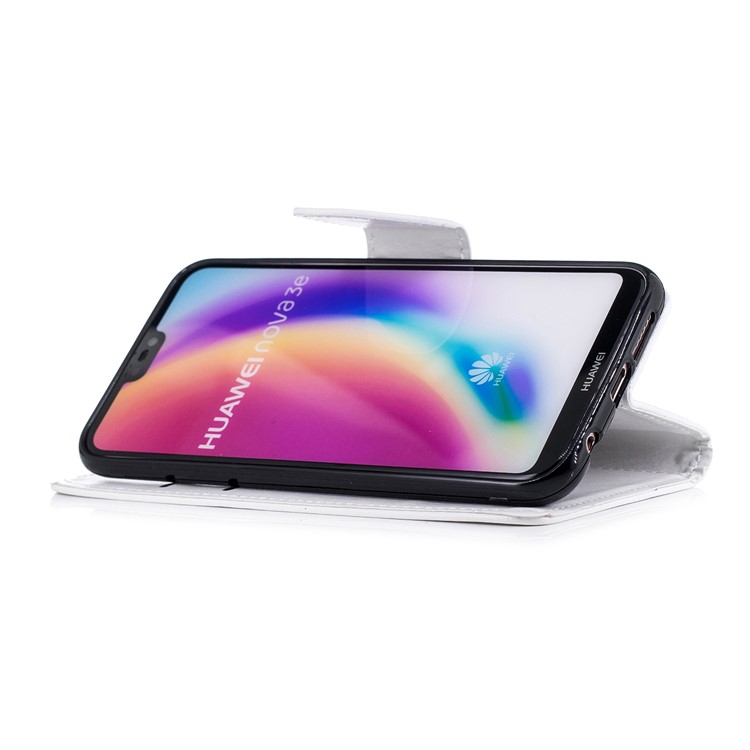 Solid Color Wallet Stand Leather Mobile Phone Cover for Huawei P20 Lite/Nova 3e - White-4