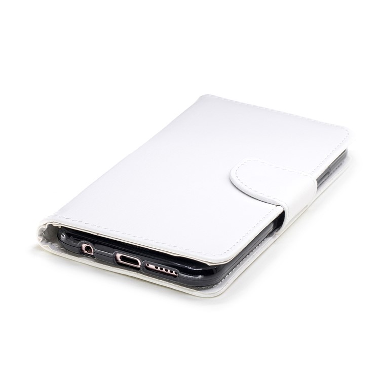 Solid Color Wallet Stand Leather Mobile Phone Cover for Huawei P20 Lite/Nova 3e - White-5