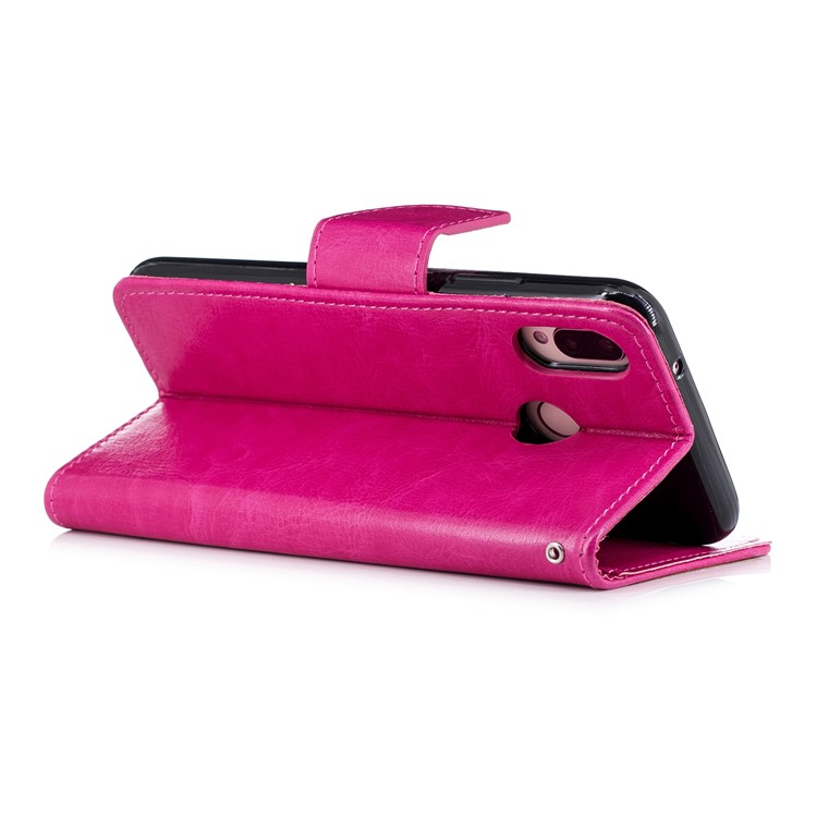 Solid Color Wallet Stand Leather Mobile Phone Shell for Huawei P20 Lite/Nova 3e - Rose-3