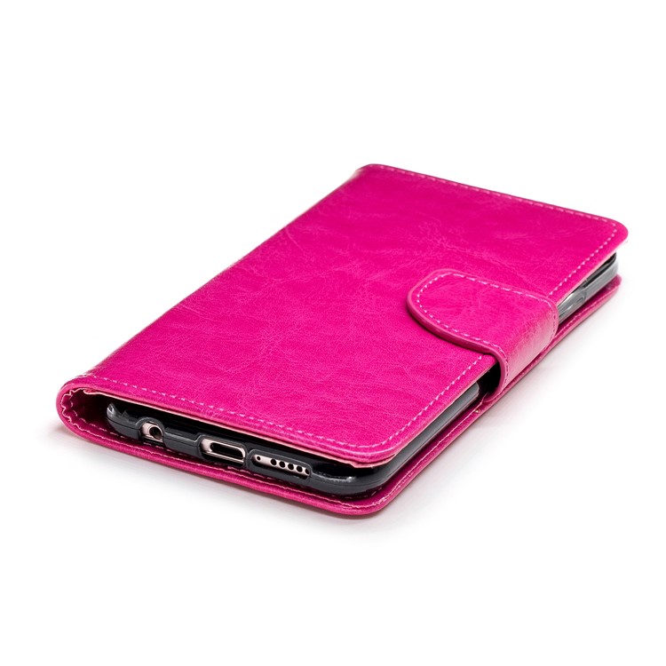 Solid Color Wallet Stand Leather Mobile Phone Shell for Huawei P20 Lite/Nova 3e - Rose-5