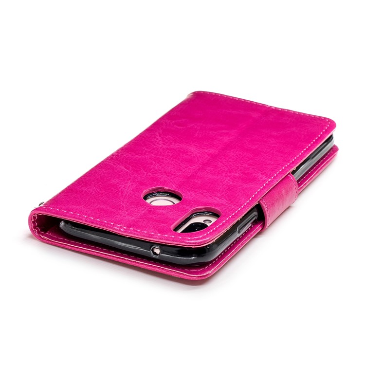 Solid Color Wallet Stand Leather Mobile Phone Shell for Huawei P20 Lite/Nova 3e - Rose-6