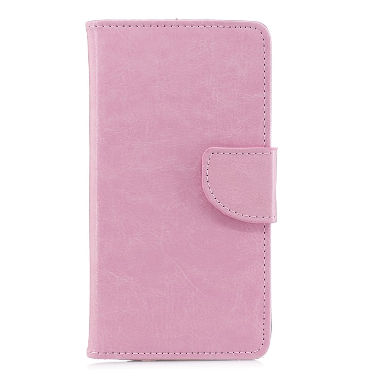 Solid Color Wallet Stand Leather Mobile Phone Casing for Huawei P20 Lite/Nova 3e - Pink-1
