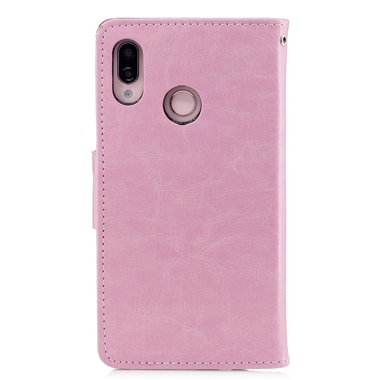 Solid Color Wallet Stand Leather Mobile Phone Casing for Huawei P20 Lite/Nova 3e - Pink-2