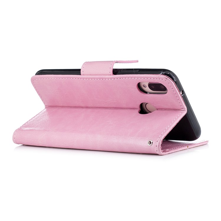 Solid Color Wallet Stand Leather Mobile Phone Casing for Huawei P20 Lite/Nova 3e - Pink-3